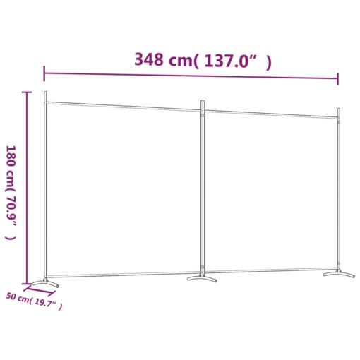 2-Panel Room Divider White 348x180 cm Fabric - Image 4