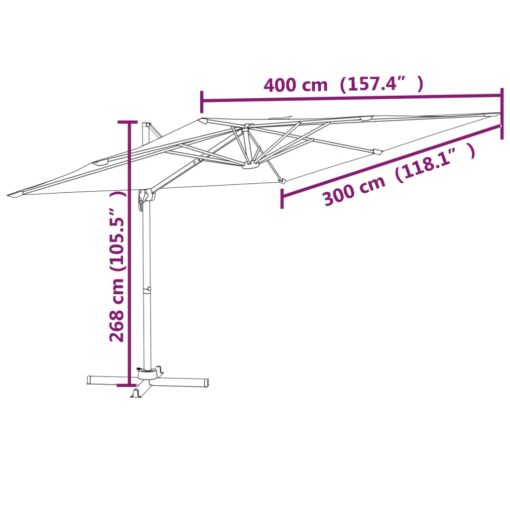 Cantilever Umbrella with Aluminium Pole Green 400x300 cm - Image 6