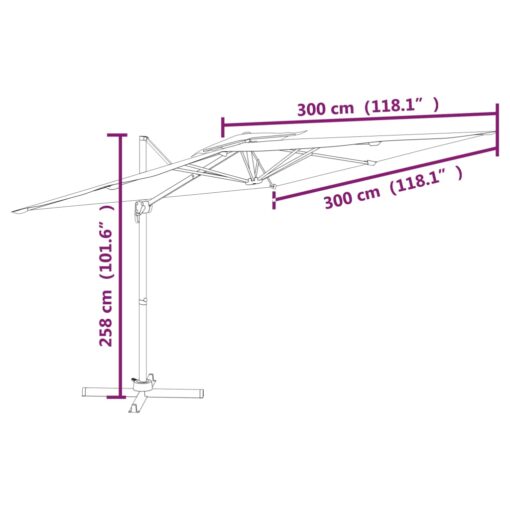 Double Top Cantilever Umbrella Taupe 300x300 cm - Image 6
