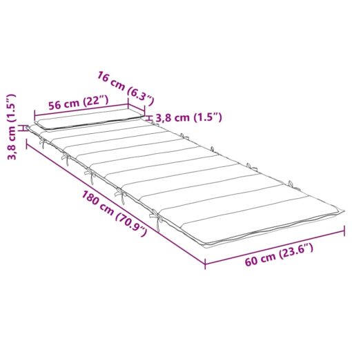 Sun Lounger Cushion Anthracite 180x60x3 cm Oxford Fabric - Image 5