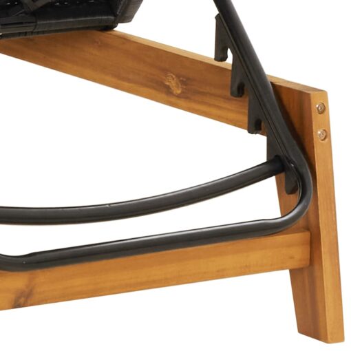 Sun Lounger Black and Brown Poly Rattan&Solid Wood Acacia - Image 5