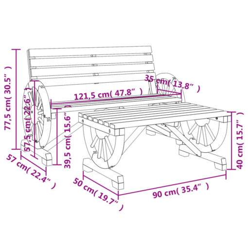 2 Piece Garden Lounge Set Solid Wood Fir - Image 4