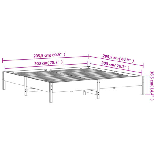 Bed Frame without Mattress White 200x200 cm Solid Wood Pine - Image 5