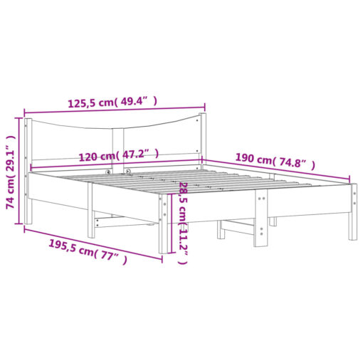 Bed Frame without Mattress White 120x190 cm Small Double Solid Wood Pine - Image 5