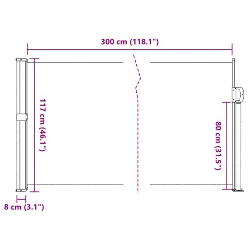 Retractable Side Awning Anthracite 117x300 cm - Image 6