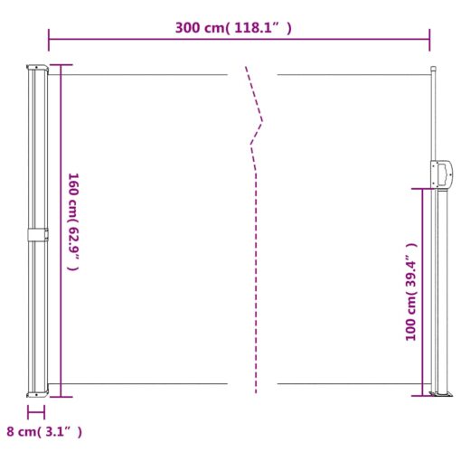 Retractable Side Awning Anthracite 160x300 cm - Image 6