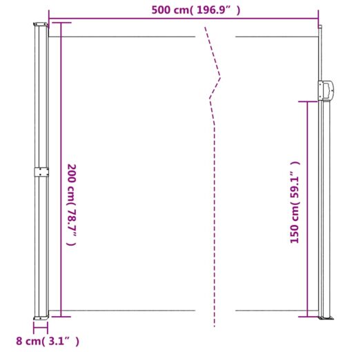 Retractable Side Awning Anthracite 200x500 cm - Image 6