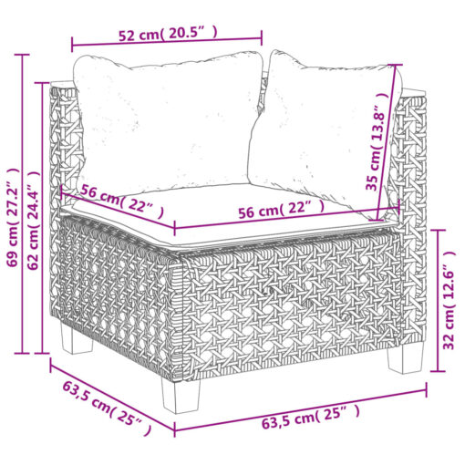 8 Piece Garden Sofa Set with Cushions Grey Poly Rattan - Image 7